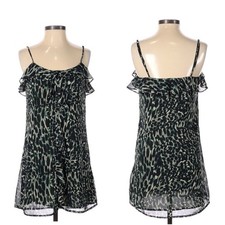 Collective Concepts Mini Dress Womens Small Green Abstract Coquette Chic Sheer