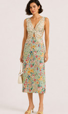 🌺 $348 FARM Rio Rendeira 3D Bodice Butterfly Midi Dress Multicolor Medium  🦋