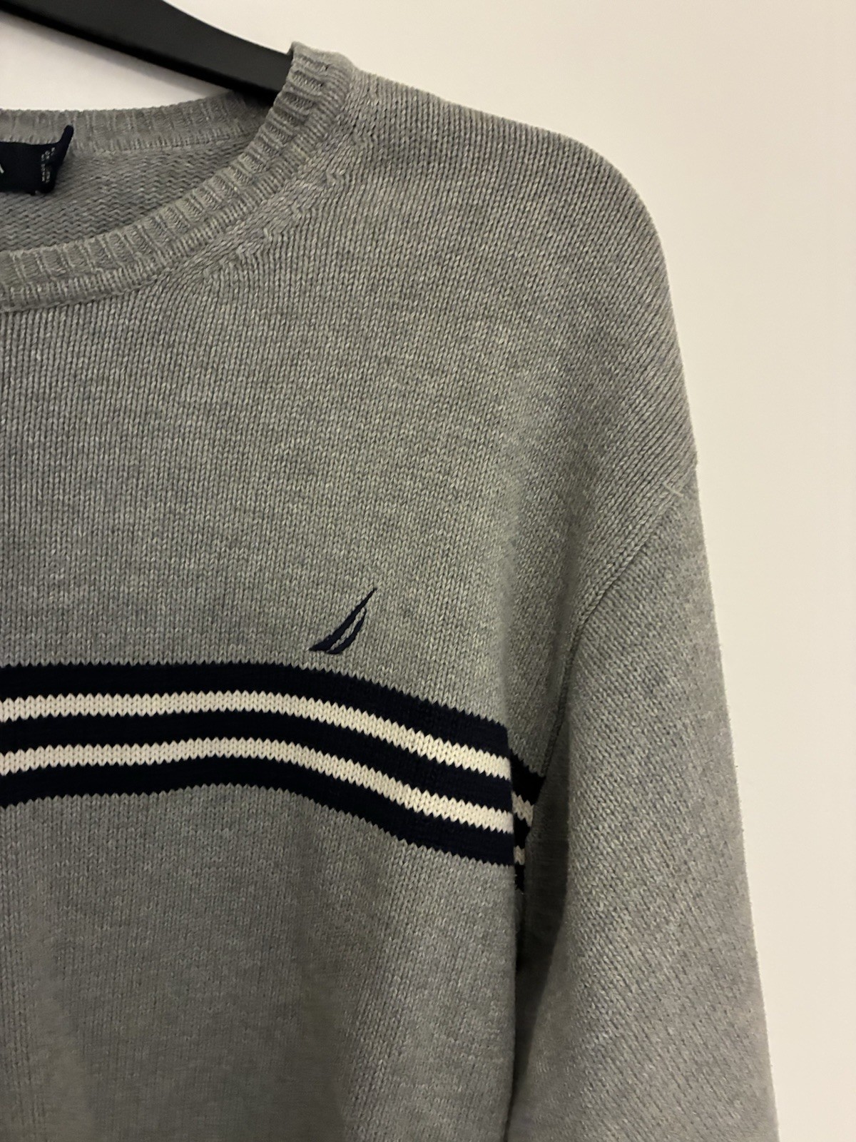 Nautica Grey Men’s Striped Sweatshirt Round Neck  Size XL image 3
