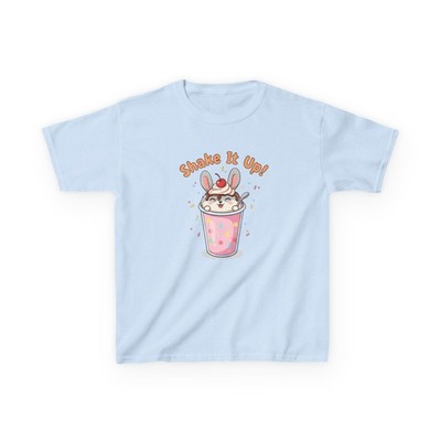 Shake It Up Bunny Milkshake Kids T-Shirt | Cute Chaos Humor Kawaii Drink Design