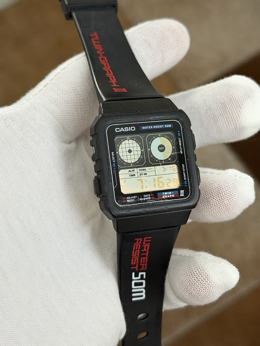 D*a様 CASIO TWIN GRAPH II 809 デジタル腕時計 RARE Vintage Casio Twin Graph II Ae-21w Retro Classic Watch Module