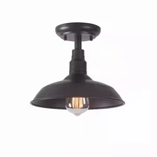 10" Brown Modern Farmhouse Indoor/Outdoor 1-Light Semi Flush Mount Ceiling Light