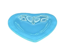 Annie Glass Studio Art Glass Blue Heart Dish Signed