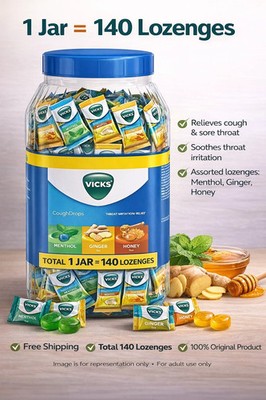 Vicks Cough Drops Menthol Ginger Honey Throat Comfort Support 140 Lozenges