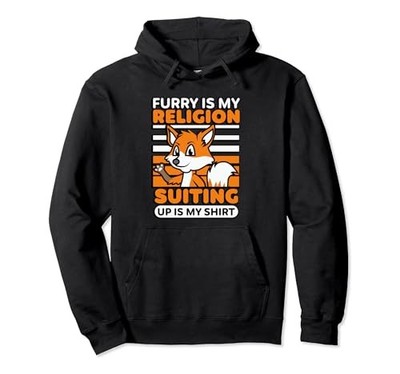 Furry Is My Religion Fox Wolf Anime Fandom Fursuit Fursona Hoodiefrom JP