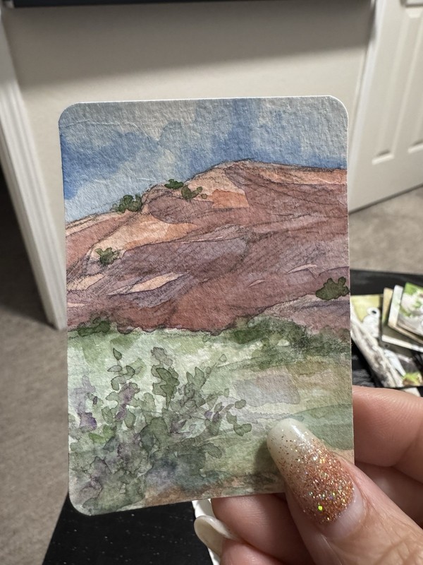 Snow Canyon 8/13 Hand Painted Watercolor On Paper. Jennifer Gubler ACEO