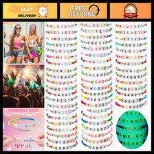 96 Pcs Colorful Glow in the Dark Beaded Friendship Bracelets - Y2K Adjustable Je