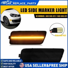 Front Amber LED Side Marker Light Lamp Smoked Pair For 10-2014 VW MK6 Golf GTI