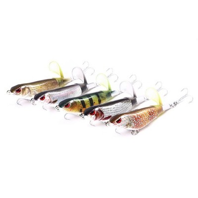 5pcs/set 11cm/15.3g Wobbler Popper Floating Rotating Tail Fishing Lure Bass Bait