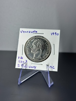 1990 Venezuela 5 Bolivares UNC Coin Y#53a.3 Simon Bolivar