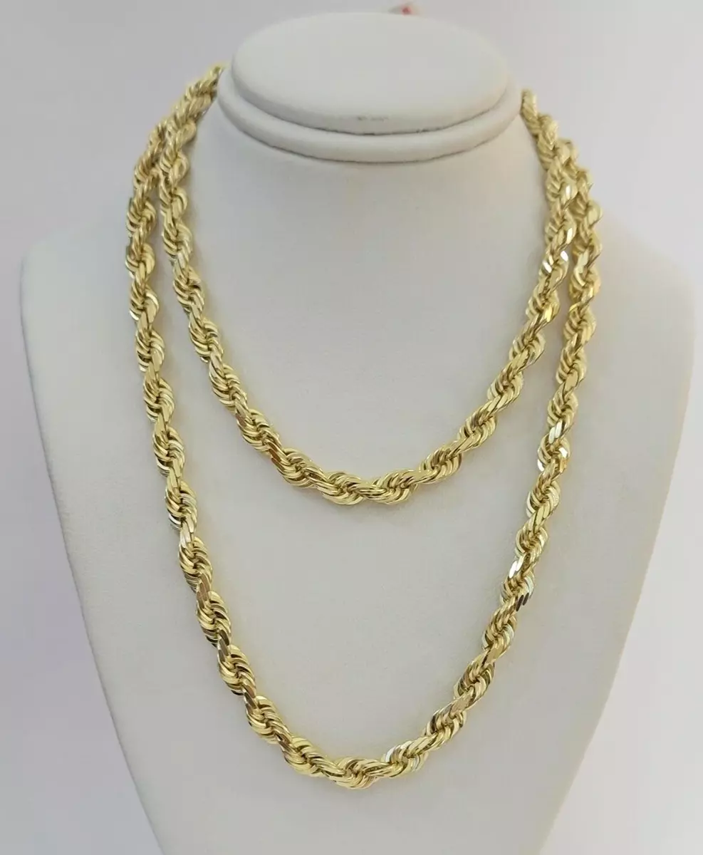 REAL 14k gold Rope Necklace 6mm chain 14 kt Yellow Gold 22 Solid Real Gold  Sale