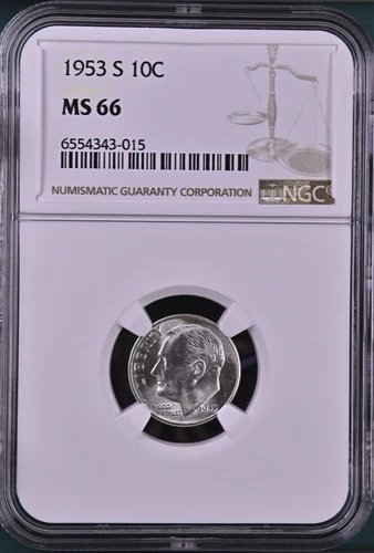 1953-S 10C Roosevelt Dime NGC MS66  6554343-014