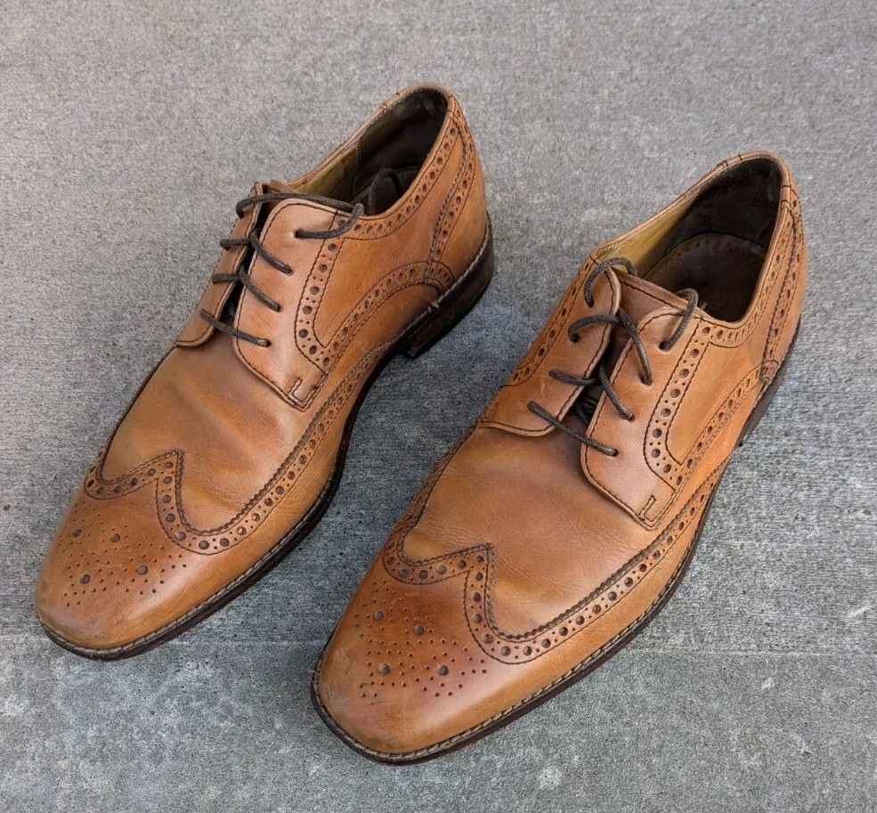 Cole Haan Wingtip Oxfords Mens 15 Tan Leather Nike Air Dress Shoes Brogue Brown Men main image 3