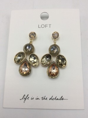 $34.50  Loft  gold tone stone statement  earrings A22