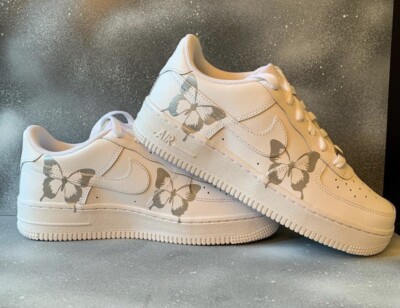 Womens Custom Nike Air Force butterfly Reflective Can Do Size