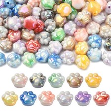 100x Acrylic Cat Footprint Puppy Dog Paw Beads for Jewelry Making Keychain Phone
