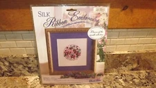 Bucilla FEBRUARY Silk Ribbon Embroidery Picture Kit Flower of the Month Violet