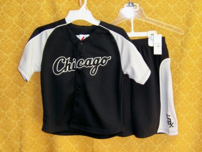 Chicago White Sox UNIFORM Set JERSEY Shorts BOYS Baseball BLACK Kit New  NWT