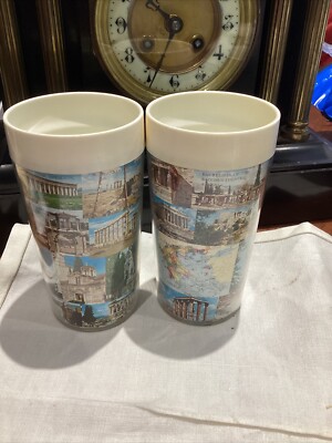 Zwei Vintage Trinkbecher Plastik Reisebecher Griechenland