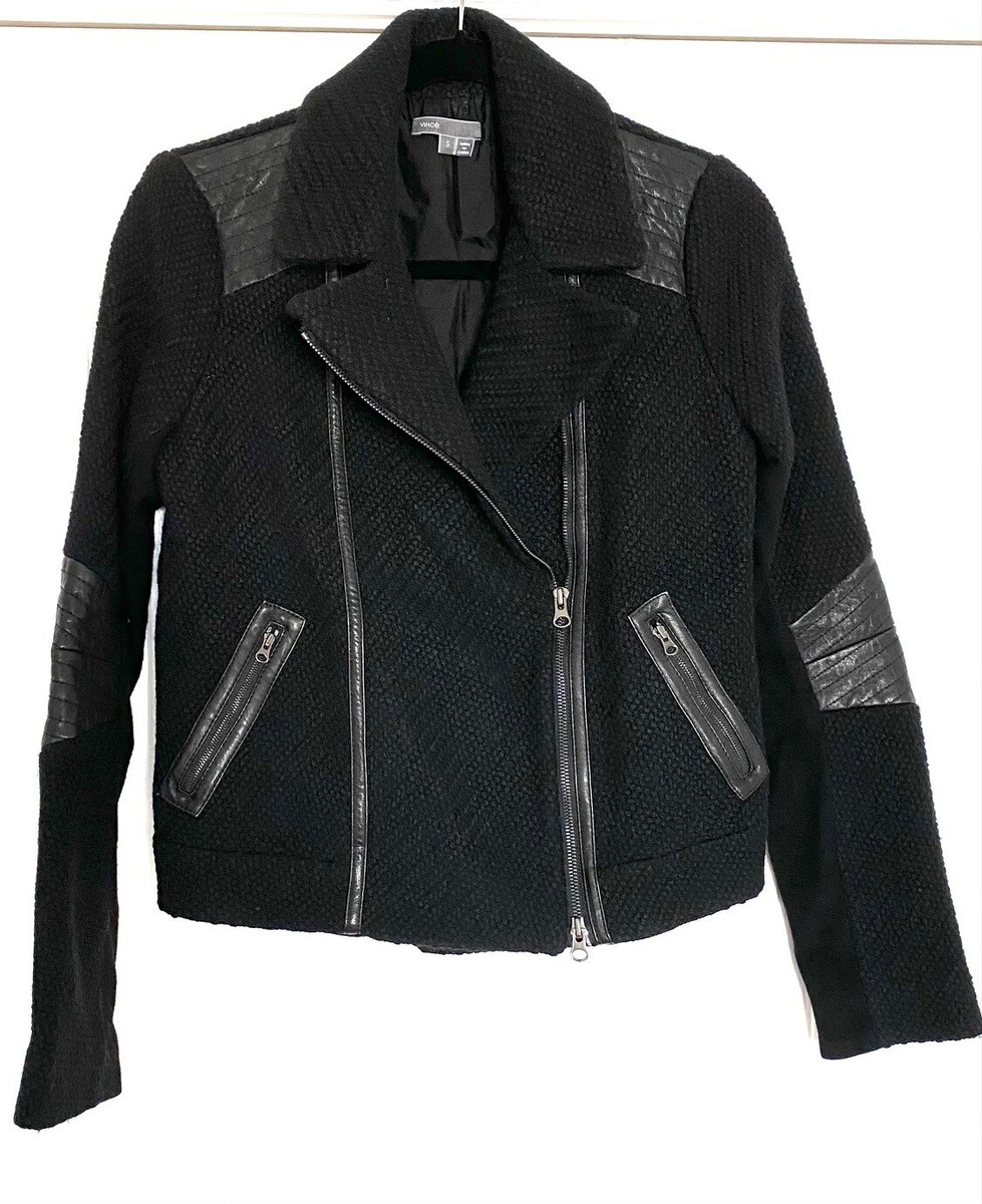 トップス S over tweed zip jacket (black) Amazon.com: Women Tweed Jacket Frayed Cropped Crew Neck