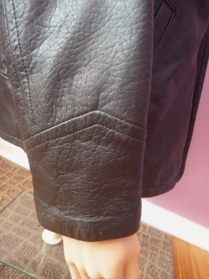 女士 M L 夹克外套黑色柔软真皮短骑手拉链摩托车 — 第 4/4 张图片