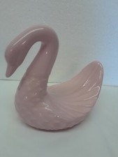 Rare Vintage Textured Ceramic Pink Swan Washcloth Towel Holder Bathroom Decor