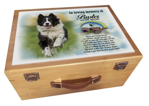 Large personalised pet dog memory box, Luxury bamboo keepsake box. - Picture 10 of 12