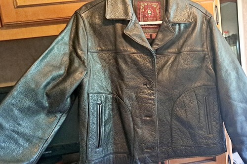 Ladies Leather Jacket THE TERRITORY AHEAD Bikers Motto Type MP - Picture 2 of 12
