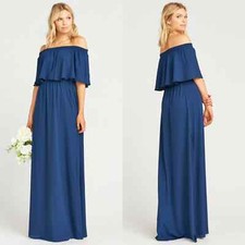 Show Me Your Mumu Hacienda Maxi Dress in Rich Navy Crisp Women's Size M