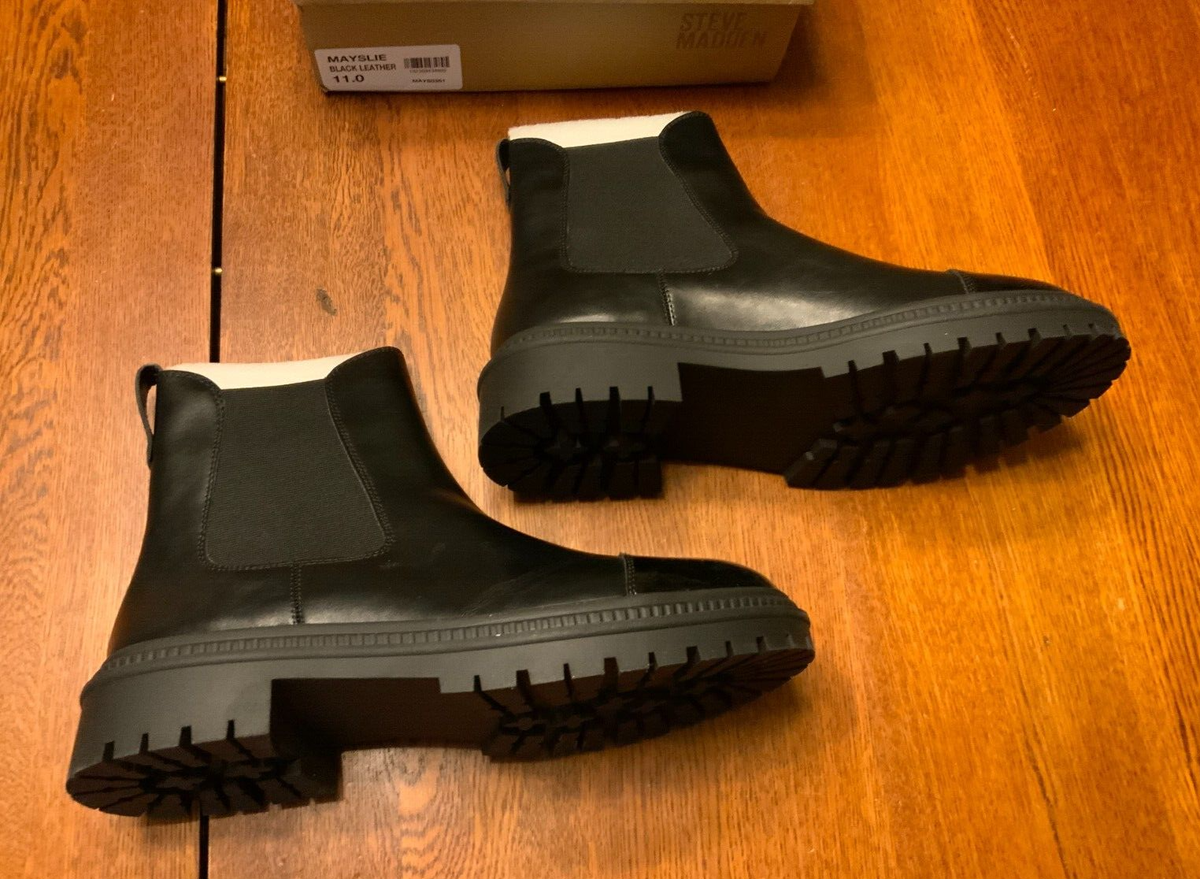 ★Steve Madden★新作★大人気★CAMI BLACK LEATHER★ブーツ Steve Madden Mayslie Black Leather Boot, Style# MAYS03S1