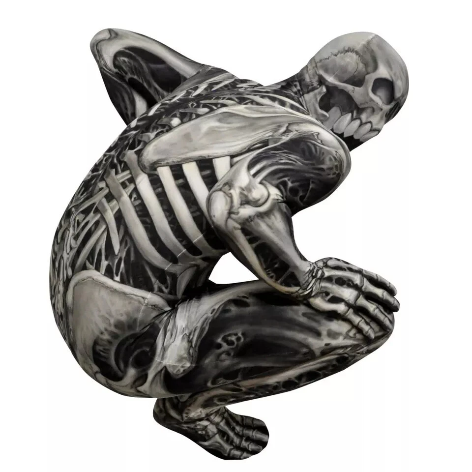 Adult Skull & Bones Monster Morphsuit Mens Skeleton Skin Suit Halloween Costume - Image 4 of 4