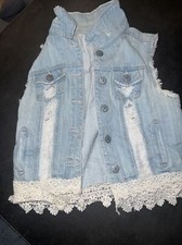 Vanilla Star Womens Blue Jean Jacket Distress...