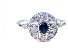 0.42Ct Blue Sapphire Oval CZ Engagement Wedding Ring In 925 Sterling Silver