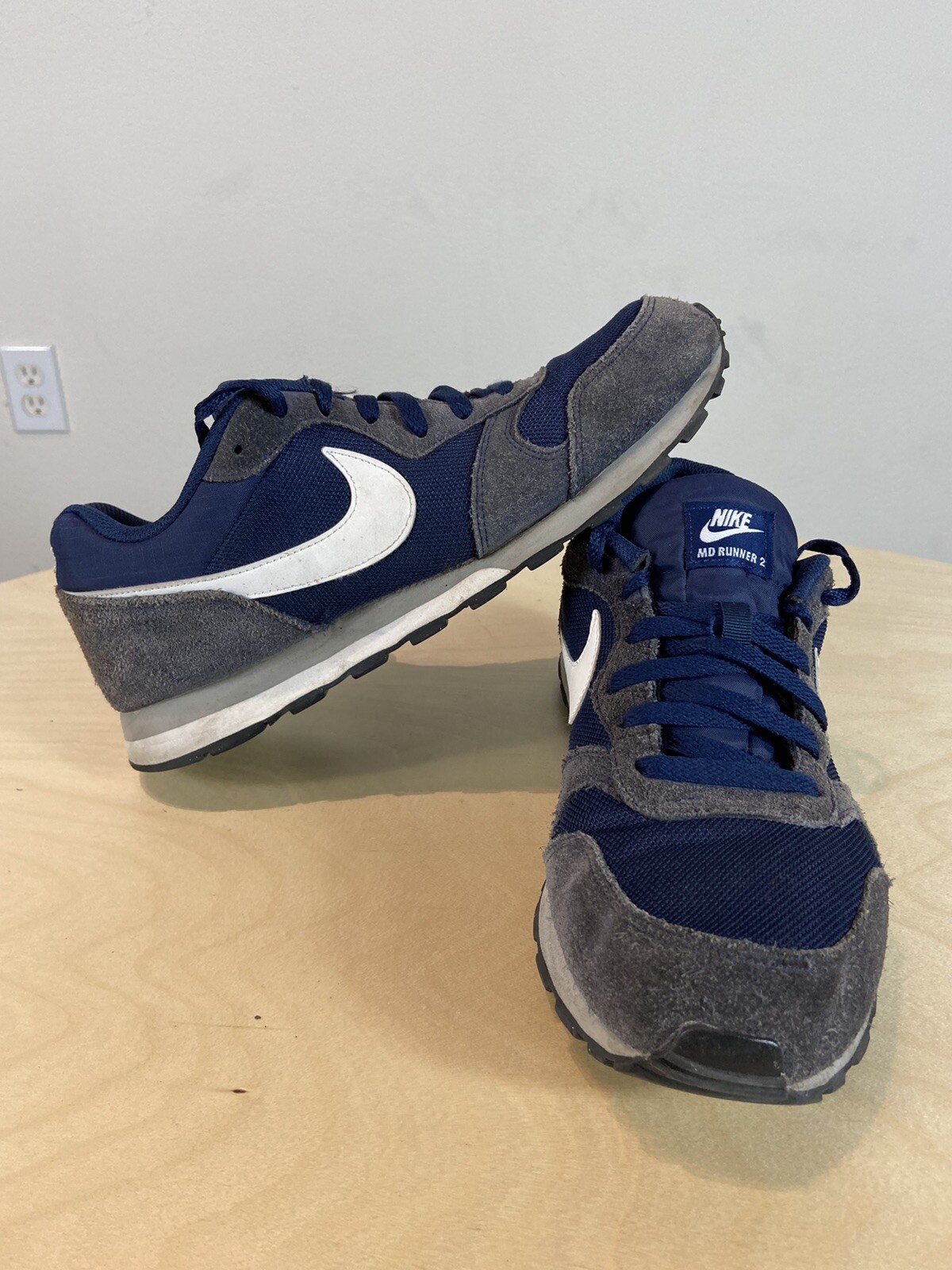 Nike Mens MD Runner 2 Navy Blue Grey Running Shoes Sneakers 10.5 eBay