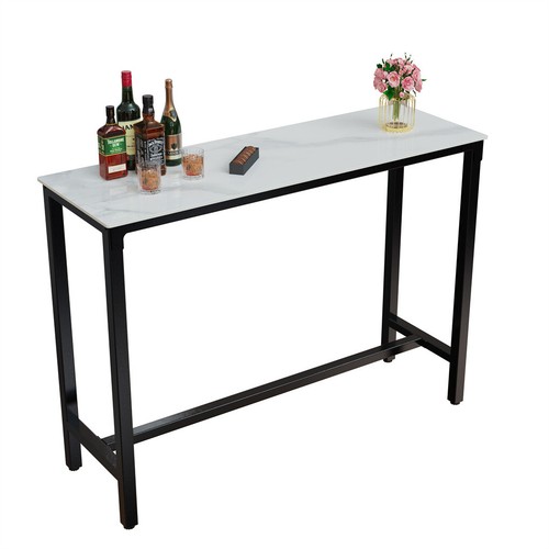 Heavy Duty Bar Table Bar Height Pub Table Rectangular Marble Top Kitchen Table - Picture 9 of 12
