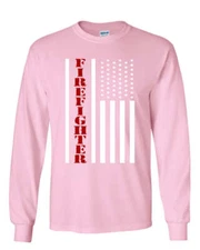 Firefighter Stars and Stripes Long Sleeve T-Shirt Fire and Rescue Fire Dept Tee