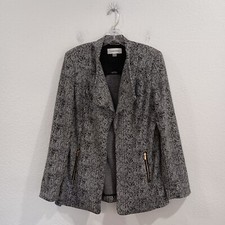 Calvin Klein Unlined Open Houndstooth Jacket, Size 10