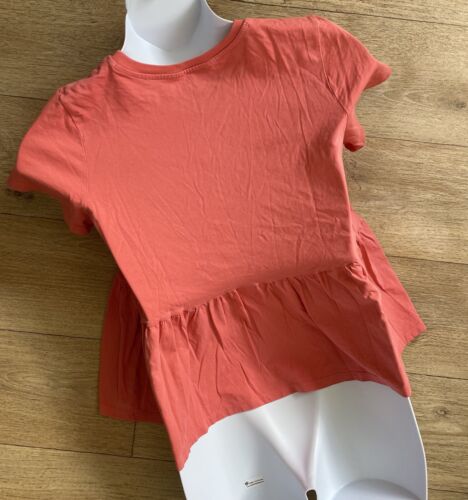 Maglietta elastica rosa corallo semplice ed elegante cotone peplum taglia 16 - Foto 3 di 6
