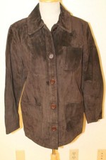 Womens Gap Chocolate Brown Leather/suede Jacket Sz Xs