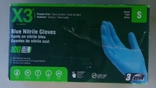 X3 Blue Nitrile Disposable Industrial Gloves 3 Mil Latex-Free/Food-Safe, 100/Box