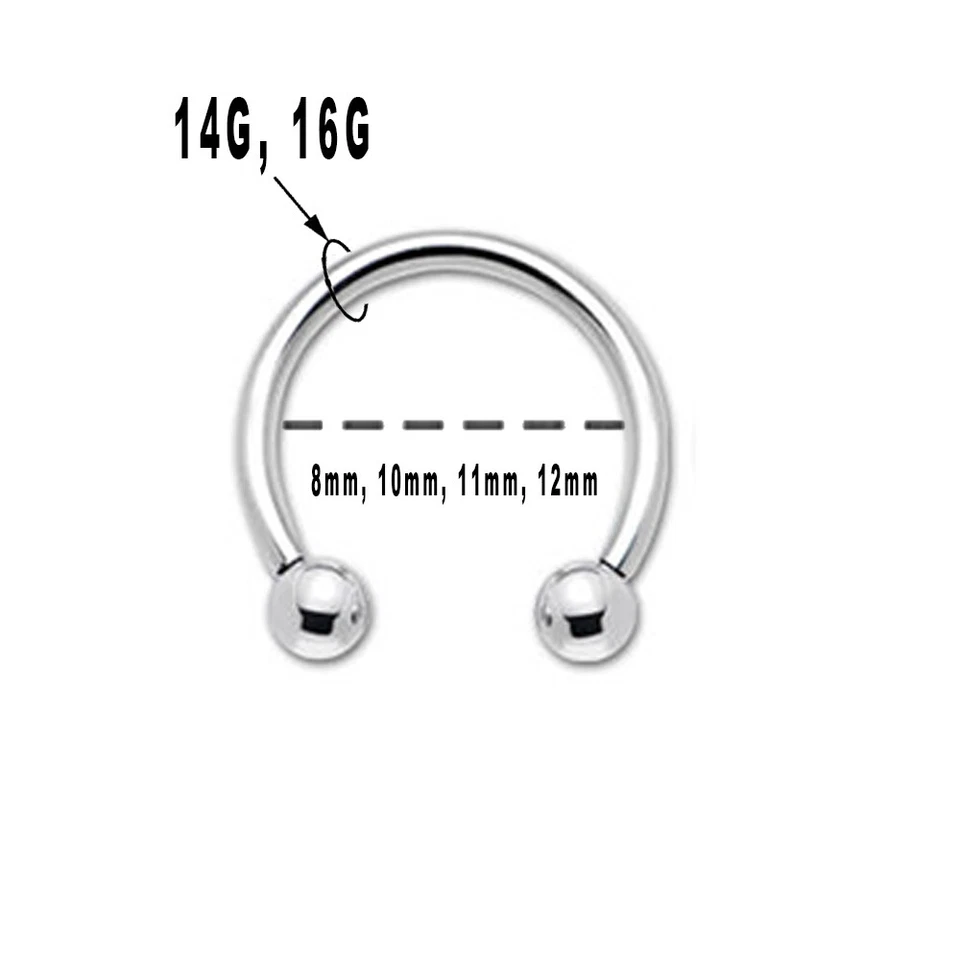 Wholesale lot of 25 PCS 14G 16G Circular Horseshoe Rings Jewelry Nose Piercings - Image 2 of 4