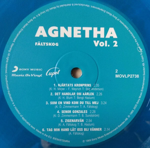 Agnetha Fältskog Agnetha Fältskog Vol. 2 ABBA Blue marble vinyl 12" rare Ltd Ed - Image 4 of 4