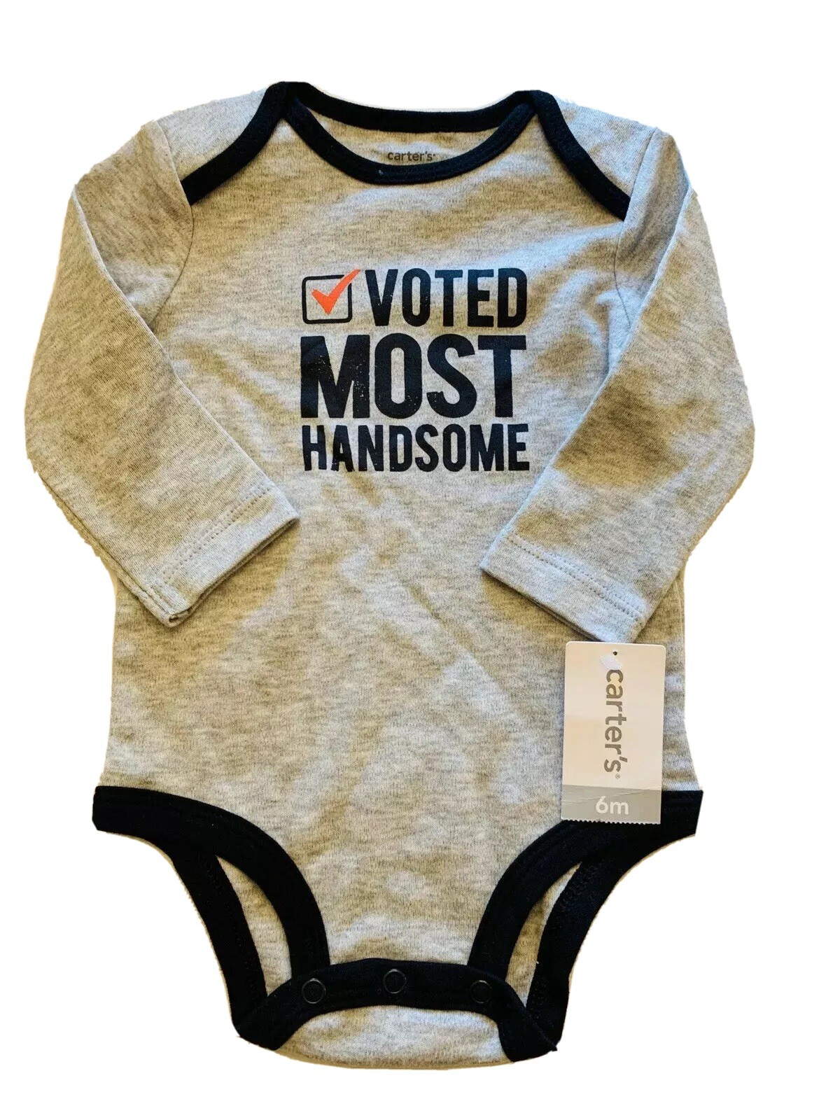 Carters Baby Boy One Piece Bodysuit Navy  6Months Long Sleeved New