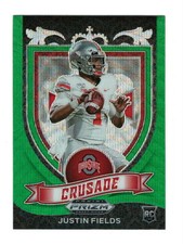 Justin Fields 2021 Panini Draft Picks Prizms Crusade Green Wave #163 Rookie Card
