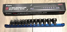 Astro 1/4" dr 13pc Metric Low Profile Stubby Nano Impact socket Set w/Rail 78113