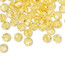 6 Lt Topaz Swarovski Crystal Beads  5000 Round 6MM