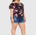 NEW City Chic Ladies Black Floral Phoebe Print Top Tunic Plus Size M 18 #N63