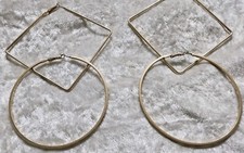 Large Gold Tone Hoop Earrings 4in