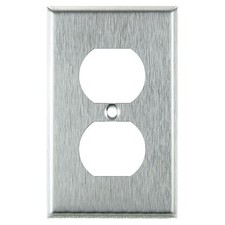 Brushed Stainless Power Outlet Cover Duplex Receptacle Wall Plate 1 FREE SHIP  