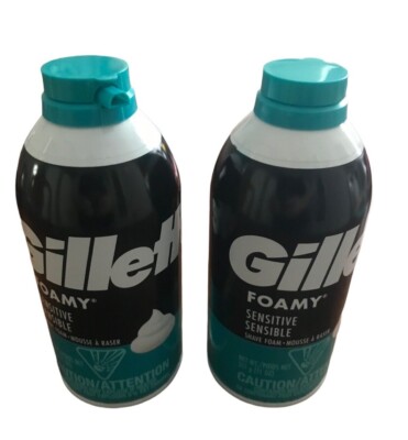 GILLETTE FOAMY (newest formula 2021) SHAVING CREAM Sensitive skin NEW (2 pack)